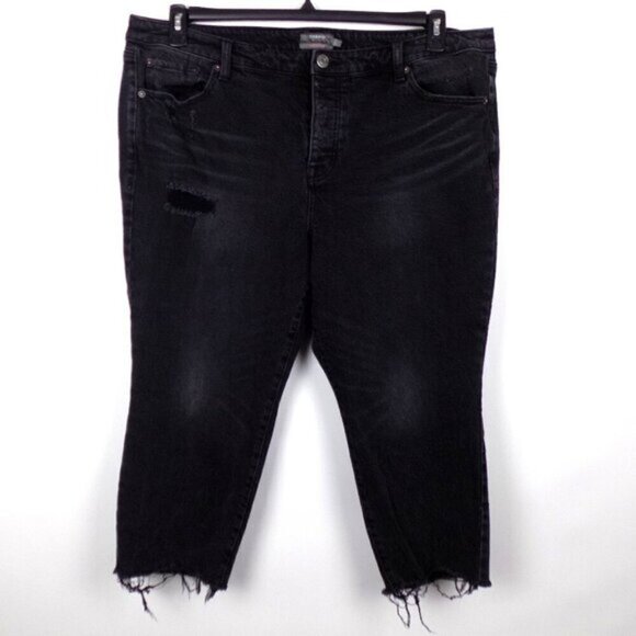 Torrid Crop Boyfriend Classic Denim Jeans Size 20 Black - Picture 1 of 4